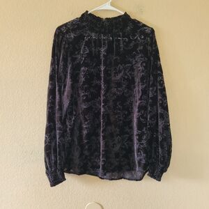 Torrid Velvet Burnout Blouse Top Womens Size 2x Black Sheer Floral Long Sleeve